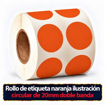 Rollo de etiqueta Ilustración Circular Naranja 20 Diametro (2B - B40 ROLLO x 1000)